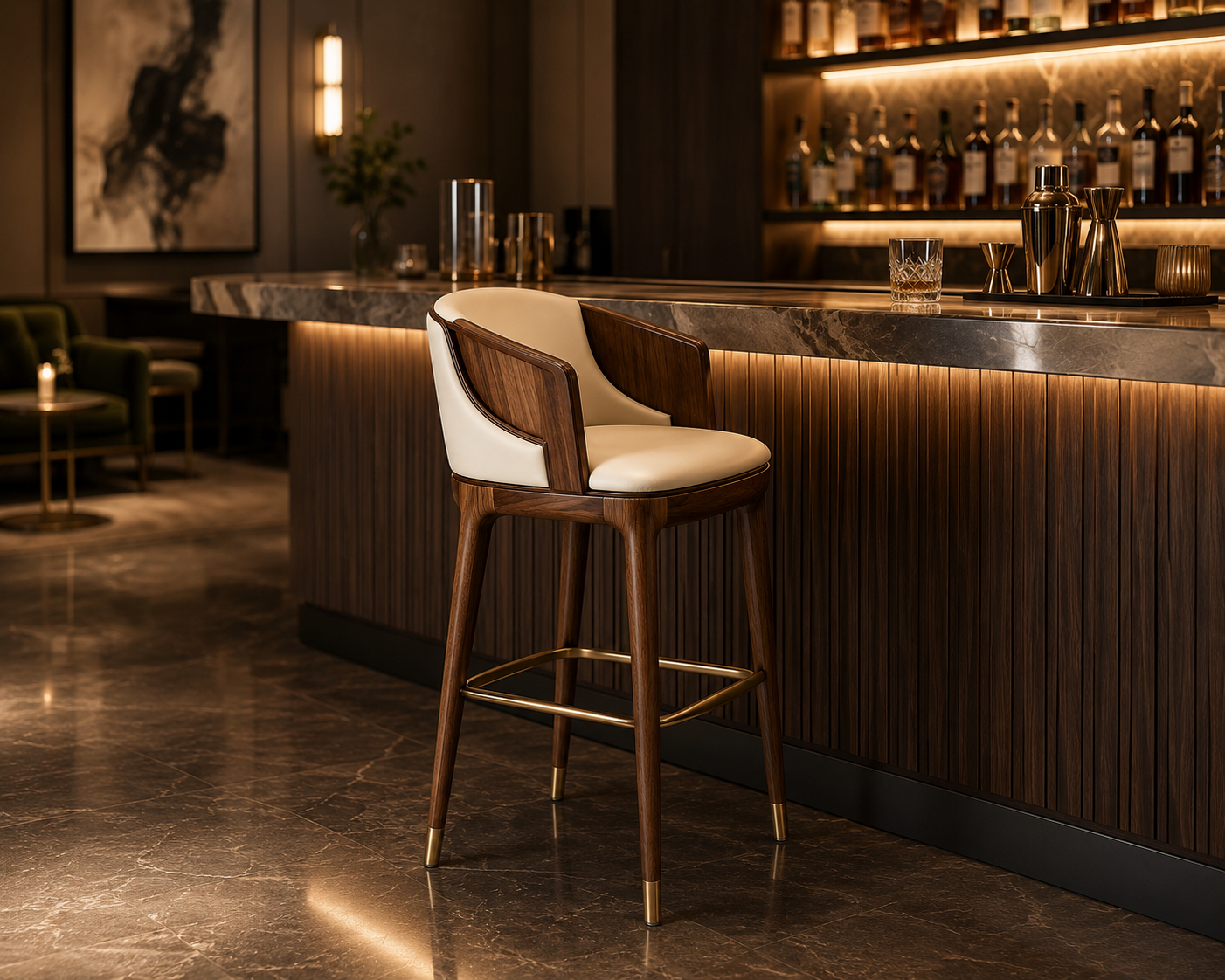 Le Tabouret de Bar Cuir Crème