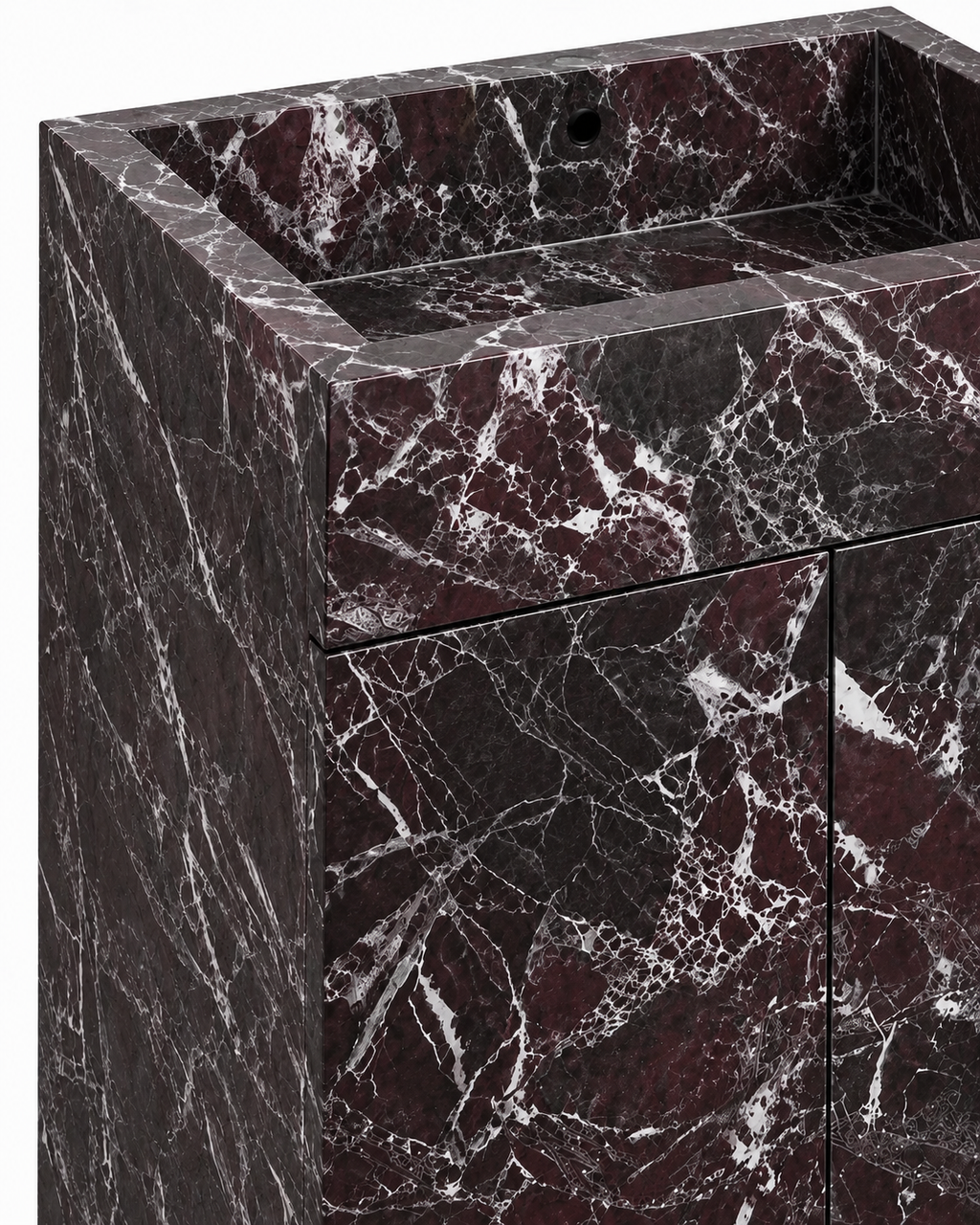 "Palazzo" Monolithic Totem Washbasin in Red Levanto Marble