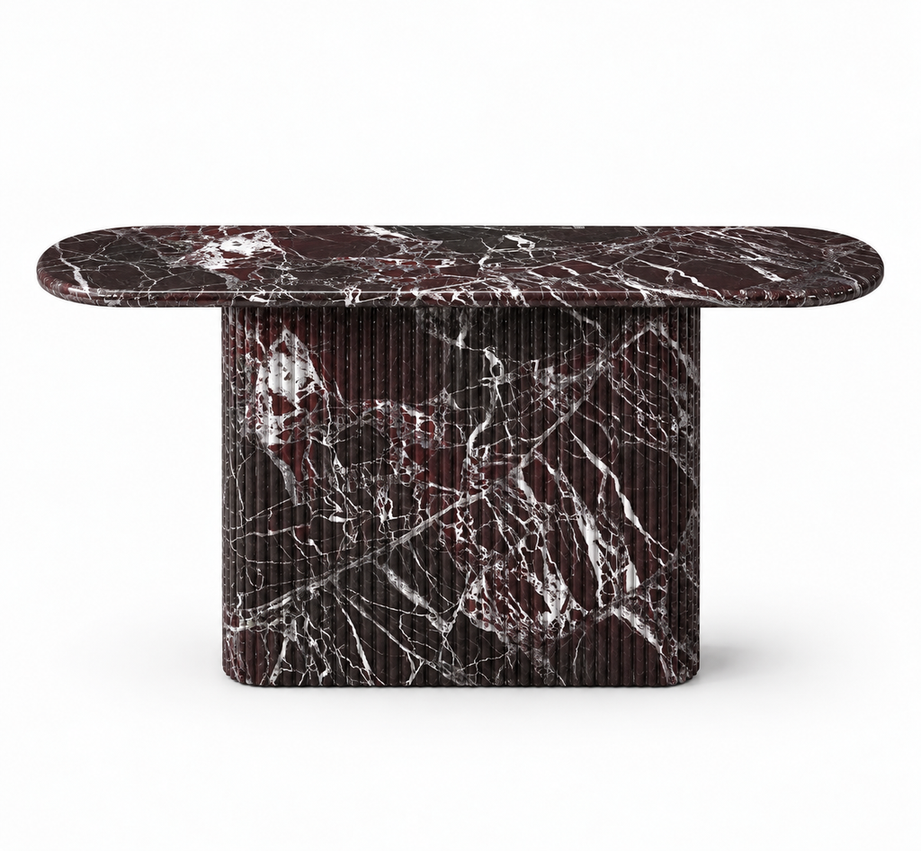 The "Palazzo" Fluted Oblong Console in ROSSO LEVANTO Marble
